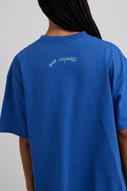 Women Tops Damson Madder Bon Voyage 8211 Blue Bf Tee