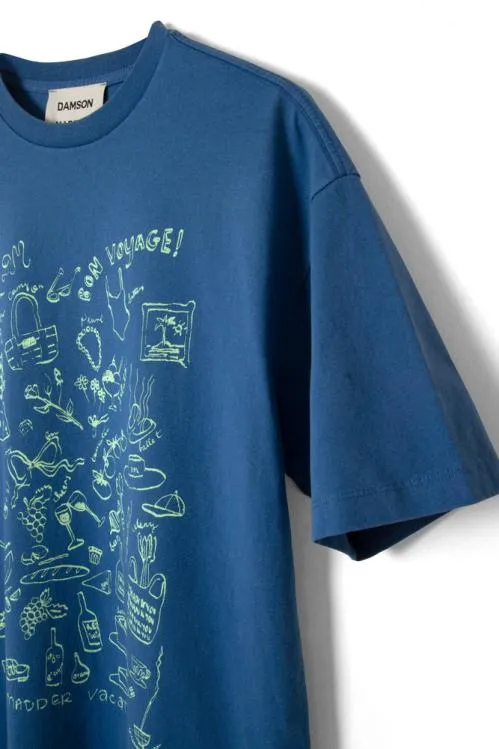 Women Tops Damson Madder Bon Voyage 8211 Blue Bf Tee