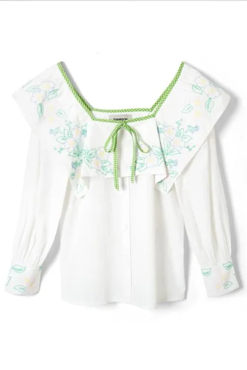Women Tops Damson Madder Mala Blouse 8211 Floral Embroidery