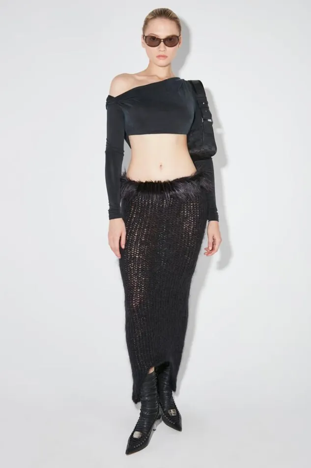 Women Tops MISBHV Hooded Cropped Cupro Longsleeve Black