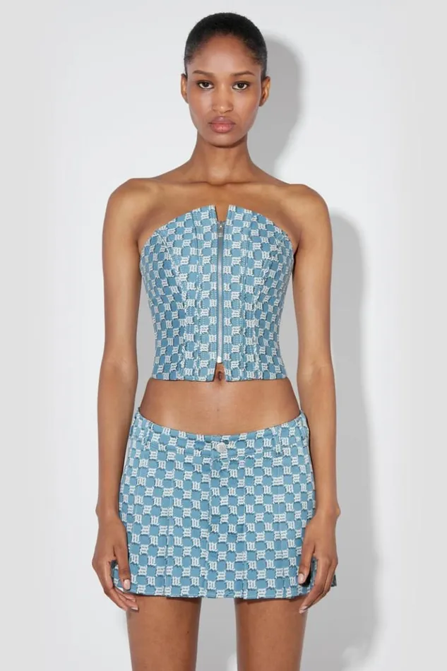 Women Tops MISBHV Jacquard Canvas Monogram Corset Top Blue