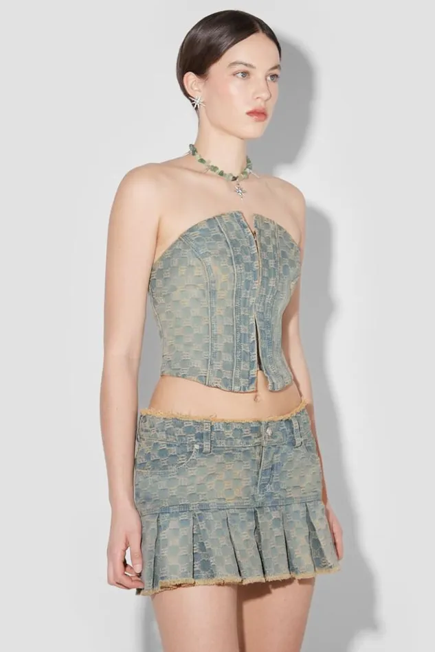 Women Tops MISBHV Jacquard Denim Monogram Corset Blue
