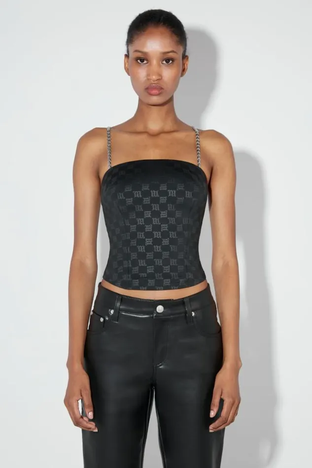 Women Tops MISBHV Monogram Spaghetti Top Black