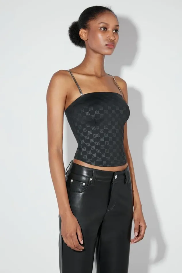 Women Tops MISBHV Monogram Spaghetti Top Black