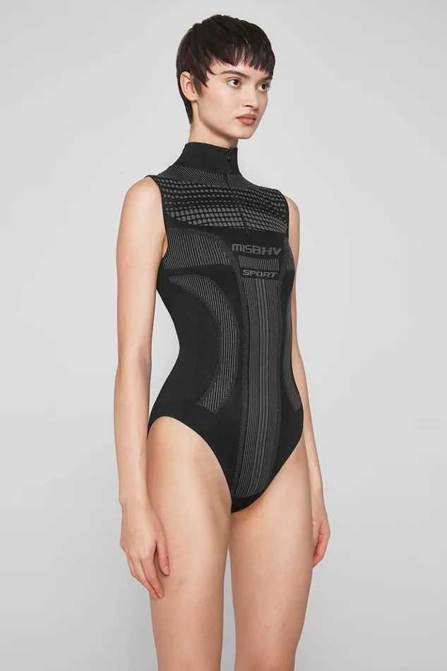 Women Tops MISBHV Sport Europa QuarterZip Bodysuit Muted Black