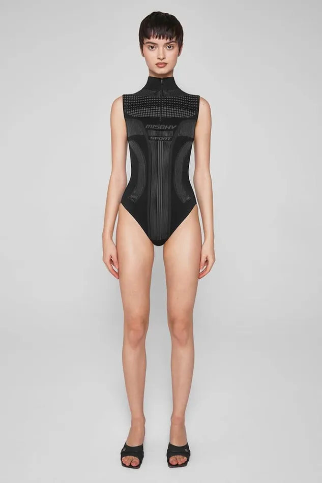Women Tops MISBHV Sport Europa QuarterZip Bodysuit Muted Black