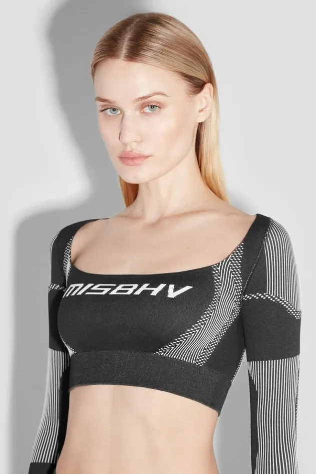 Women Tops MISBHV Sport Longsleeve Cropped Square Shaped Blackwhite