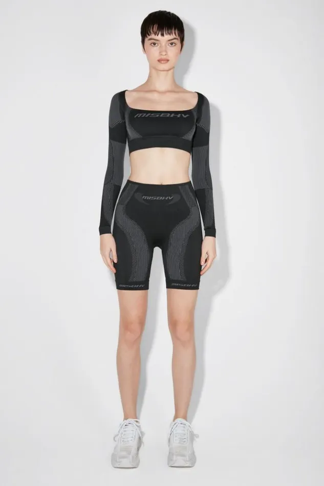 Women Tops MISBHV Sport Longsleeve Cropped Square Shaped Muted Black