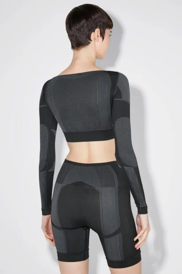 Women Tops MISBHV Sport Longsleeve Cropped Square Shaped Muted Black