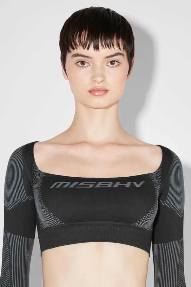 Women Tops MISBHV Sport Longsleeve Cropped Square Shaped Muted Black
