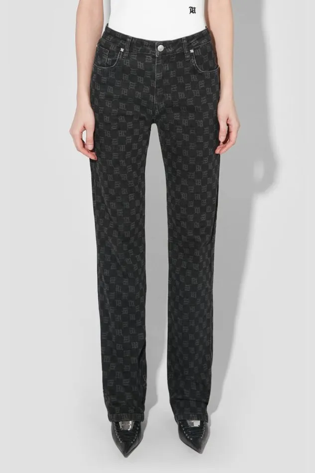 Women Trousers MISBHV Denim Monogram Trousers Black