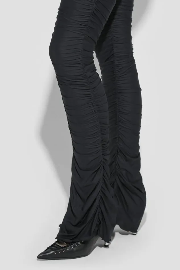 Women Trousers MISBHV Godet Ruched Trousers Black