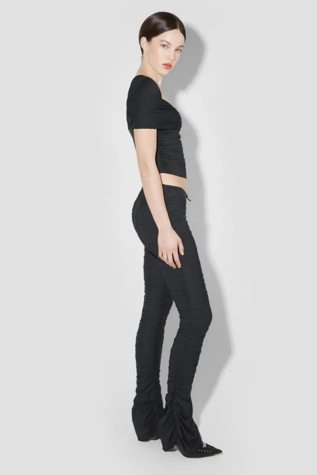 Women Trousers MISBHV Godet Ruched Trousers Black