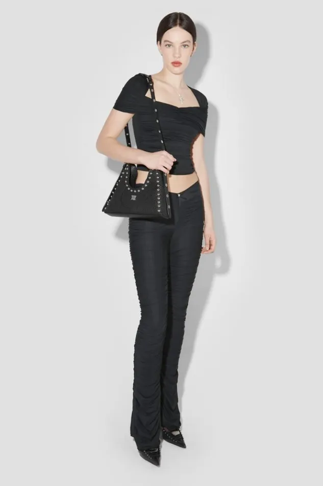 Women Trousers MISBHV Godet Ruched Trousers Black