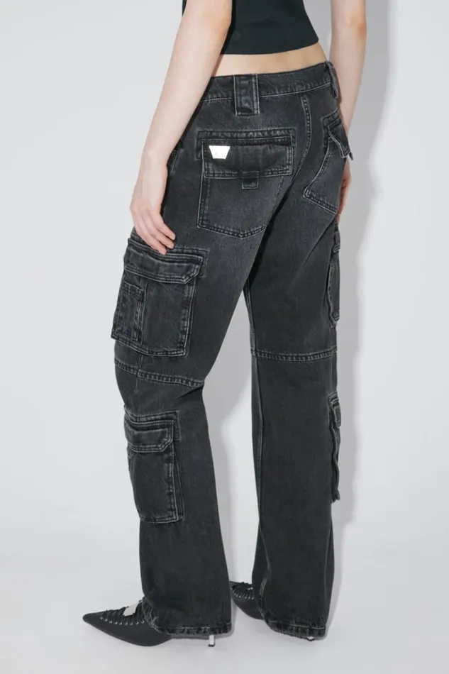 Women Trousers MISBHV Harness Strap Cargo Trousers Black