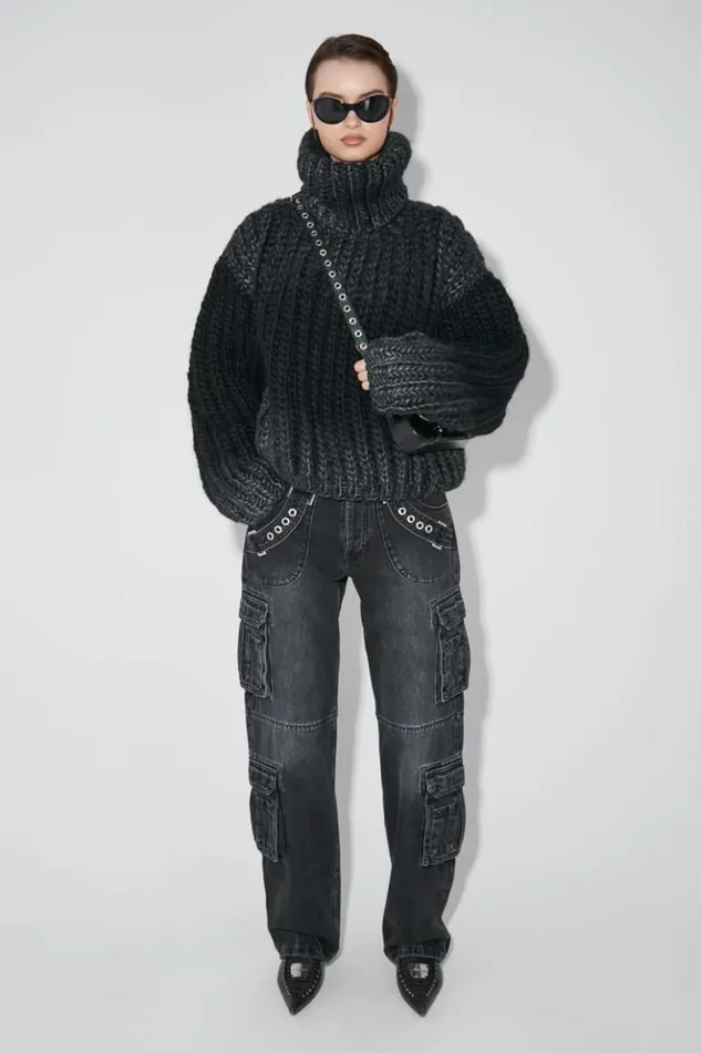 Women Trousers MISBHV Harness Strap Cargo Trousers Black