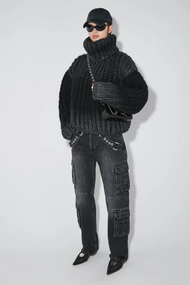 Women Trousers MISBHV Harness Strap Cargo Trousers Black