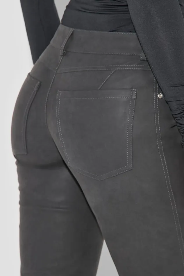 Women Trousers MISBHV Matte Faux Leather Ruched Trousers Black