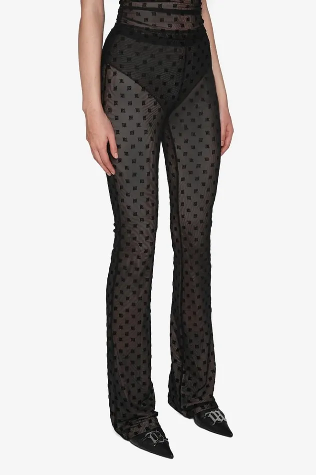 Women Trousers MISBHV Mesh Monogram Trousers Black