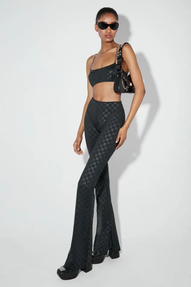 Women Trousers MISBHV Monogram Flared Trousers Black