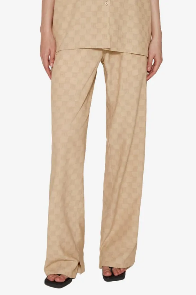 Women Trousers MISBHV Resort Monogram Viscose Wool Relaxed Trousers Beige