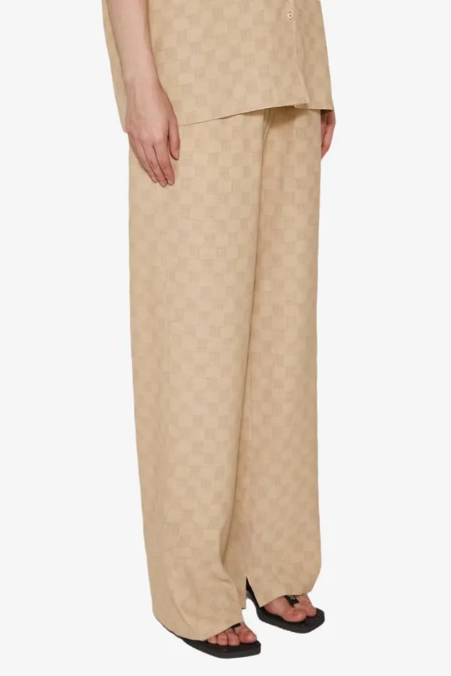 Women Trousers MISBHV Resort Monogram Viscose Wool Relaxed Trousers Beige