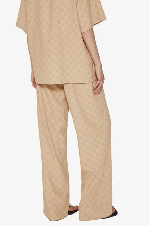 Women Trousers MISBHV Resort Monogram Viscose Wool Relaxed Trousers Beige
