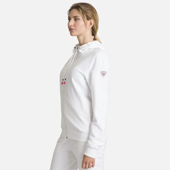 Women Women039s Fullzip Hooded Logo Cotton Sweatshirt White100 Rossignol Sweatshirts and Pullovers