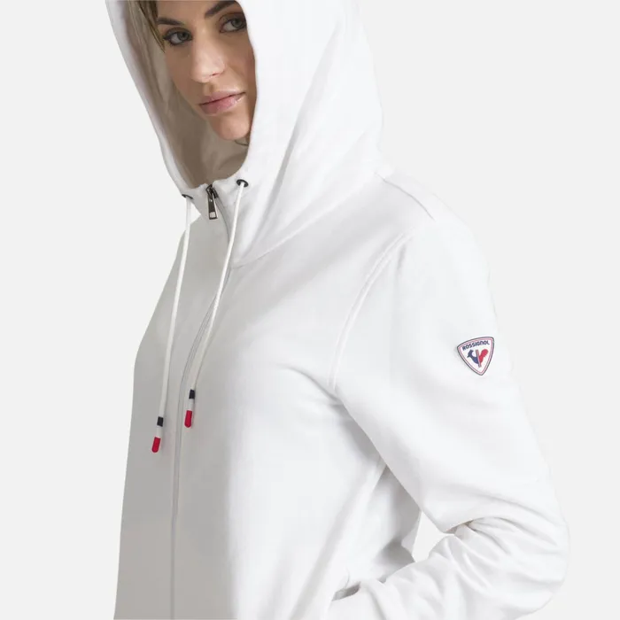Women Women039s Fullzip Hooded Logo Cotton Sweatshirt White100 Rossignol Sweatshirts and Pullovers