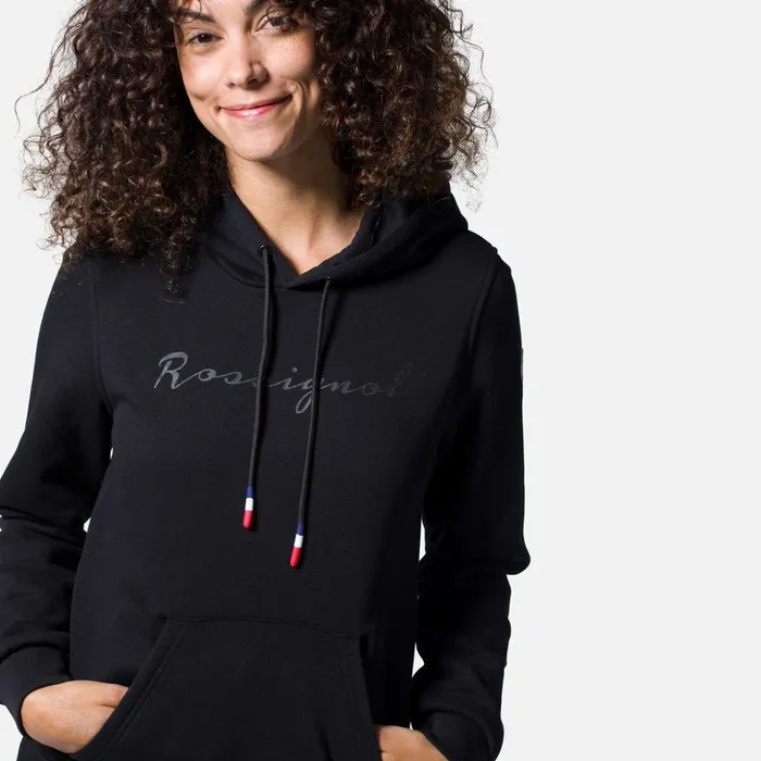 Women Women039s Hooded Logo Cotton Sweatshirt Black200 Rossignol Sweatshirts and Pullovers