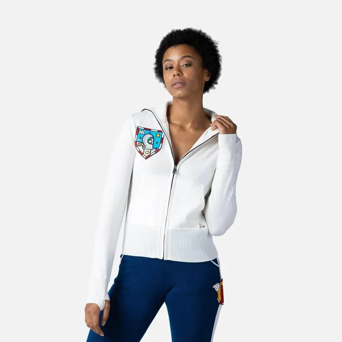 Women Women039s JCC Galina Full Zip Knit Top White100 Rossignol Sweatshirts and Pullovers