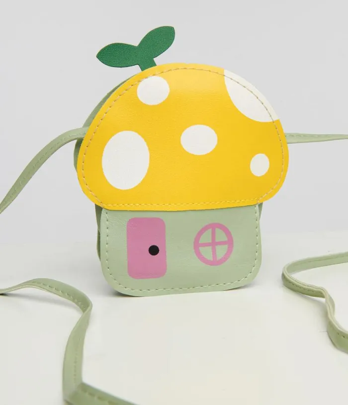 Yellow and Green Mushroom Mini Shoulder Bag Accessories Unique Vintage Novelty Bags Yellow and Green Mushroom Mini Shoulder Bag Accessories Unique Vintage Novelty Bags