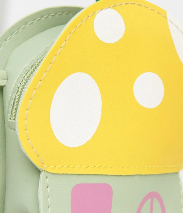 Yellow and Green Mushroom Mini Shoulder Bag Accessories Unique Vintage Novelty Bags