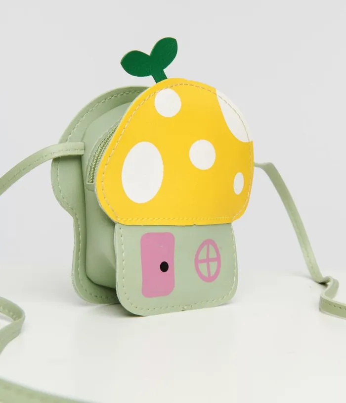 Yellow and Green Mushroom Mini Shoulder Bag Accessories Unique Vintage Novelty Bags