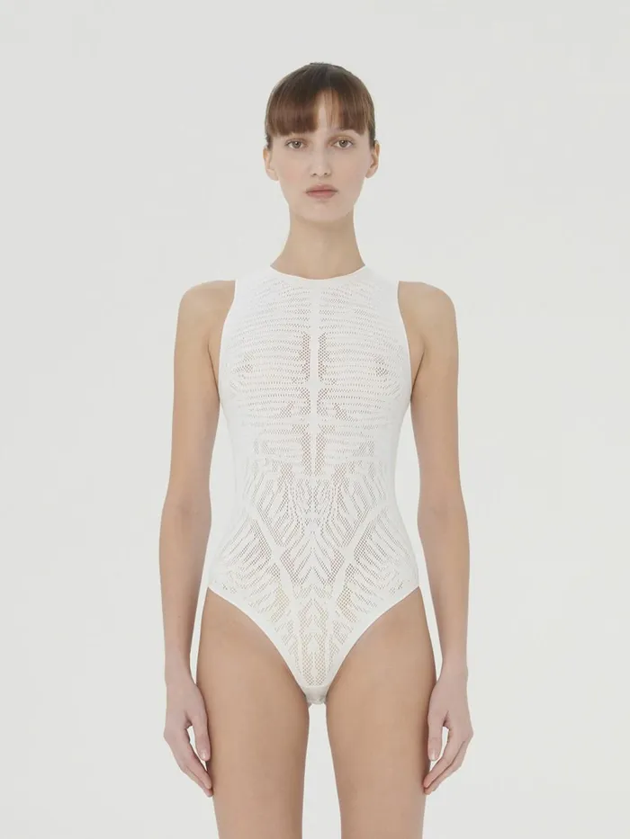 Zebra Net String Body White Women Wolford Tops