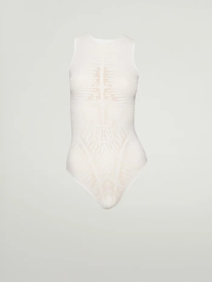 Zebra Net String Body White Women Wolford Tops